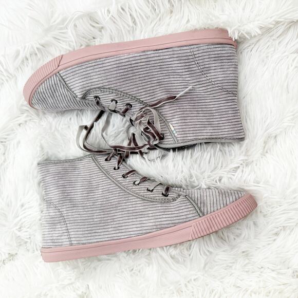 TOMS | Camarillo Sneakers Cement Gray Corduroy Velvet Laces High-Top | Size 9 - Picture 8 of 9